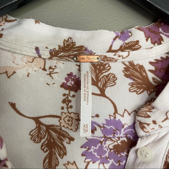 Free People Easy Girl Bell Sleeve Floral Blouse XS - Picture 7 of 16